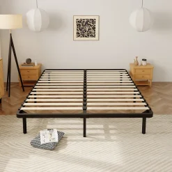 Sommier à Lattes sur Pieds,7 Pieds Inclus, Lit 2x14 Latte,160x200 CM><noscript><img width=