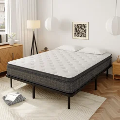 Sommier à Lattes sur Pieds,7 Pieds Inclus, Lit 2x14 Latte,160x200 CM><noscript><img width=