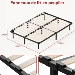 Sommier à Lattes sur Pieds, Lit 2x13 Lattes,7 Pieds Inclus,140x190CM Dewinner><noscript><img width=