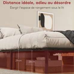 Sommier à Lattes sur Pieds, Lit 2x13 Lattes,7 Pieds Inclus,140x190CM Dewinner><noscript><img width=