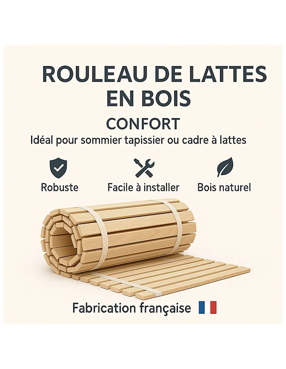By Sommiflex. SOMMIER à LATTES 140x200 ou 140x190 SOMMIER à LATTES sur ROULEAU LATTES pour L* Sommier