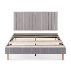 Sommier + tête de lit Eris 140x190 cm Gris clair><noscript><img width=