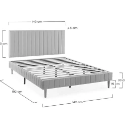 Sommier + tête de lit Eris 140x190 cm Gris clair><noscript><img width=
