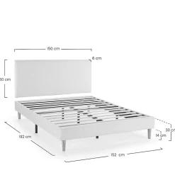 Sommier + tête de lit Niebla 150x190 cm Beige><noscript><img width=