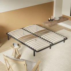 November Sommier 160 x 200 cm à lattes en bois - Renfort lombaire - 7 Pieds - Résistant, stable et durable* Sommier