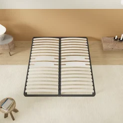 November Sommier 160 x 200 cm à lattes en bois - Renfort lombaire - 7 Pieds - Résistant, stable et durable* Sommier