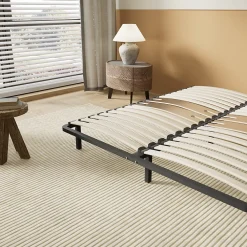 November Sommier 160 x 200 cm à lattes en bois - Renfort lombaire - 7 Pieds - Résistant, stable et durable* Sommier