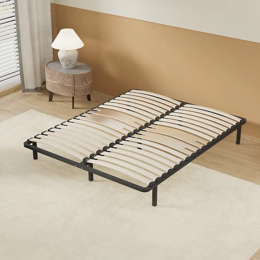 Sommier 140 x 190 cm à lattes en bois - Renfort lombaire - 7 Pieds - Résistant, stable et durable>November
