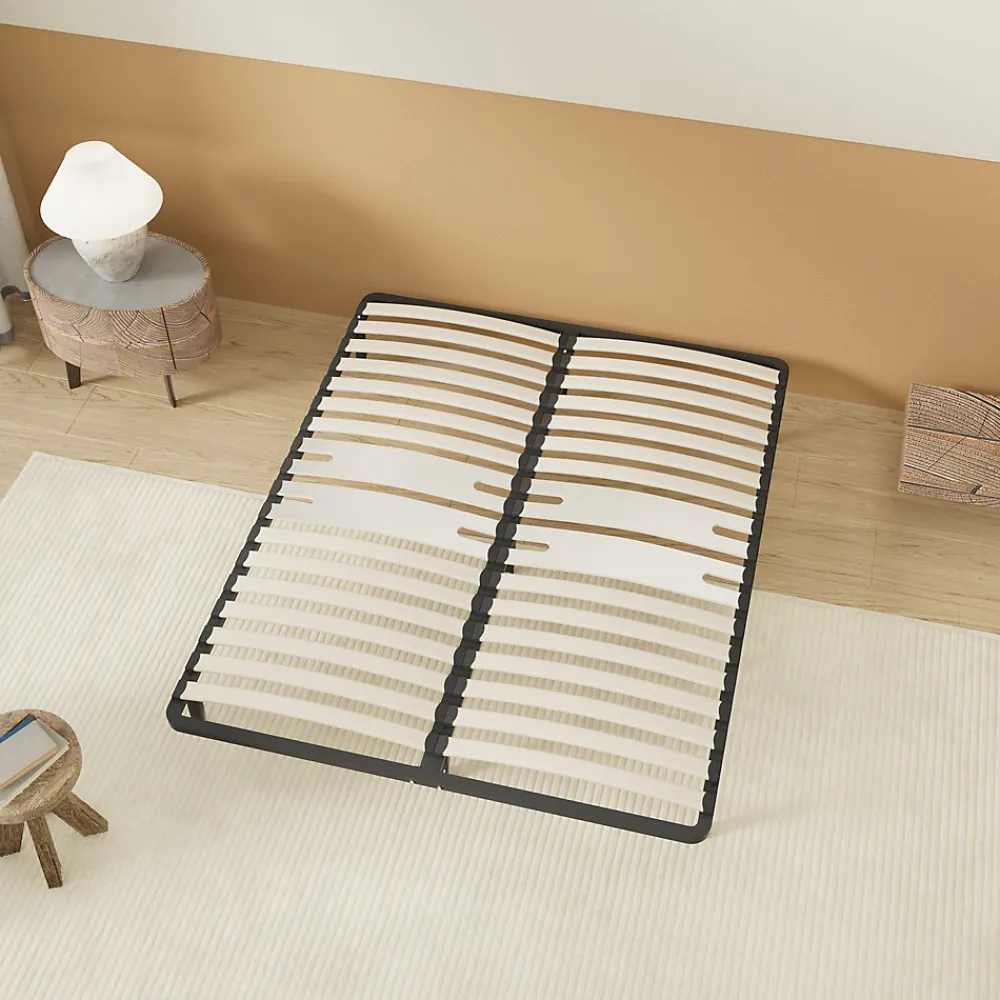 Sommier 140 x 190 cm à lattes en bois - Renfort lombaire - 7 Pieds - Résistant, stable et durable>November