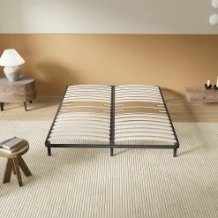 Sommier 120 x 190 cm à lattes en bois - Renfort lombaire - 7 Pieds - Résistant, stable et durable>November Hot