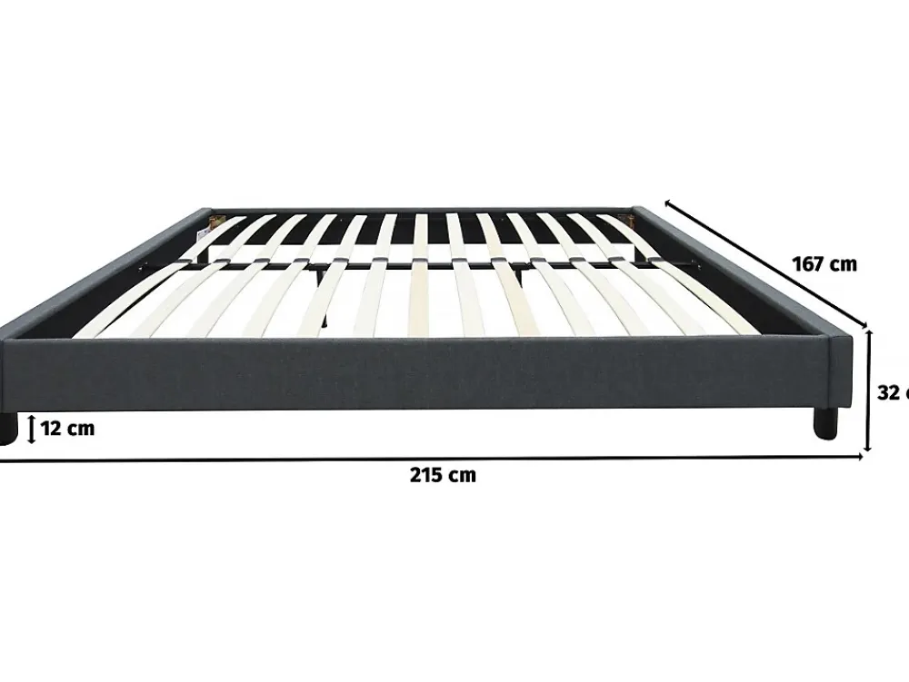 Habitat Et Jardin Sommier "Andy" en tissu 160 x 200 cm Gris anthracite* Lit Double