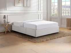 Vente-unique Sommier avec tiroirs 140 x 190 cm - Tissu beige - KOLANE de YSMÉE* Sommier