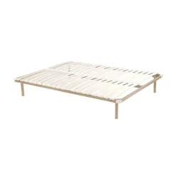 Sommier cadre à lattes 140 x 190 cm - 2x19 lattes avec pieds - Beige - KALISTA de YSMÉE><noscript><img width=