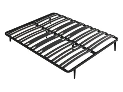 Sommier cadre à lattes 160 x 200 cm - 2 x 15 lattes - 3 zones soutien lombaire renforcé - Avec pied - Noir - CERRISI de YSMÉE><noscript><img width=