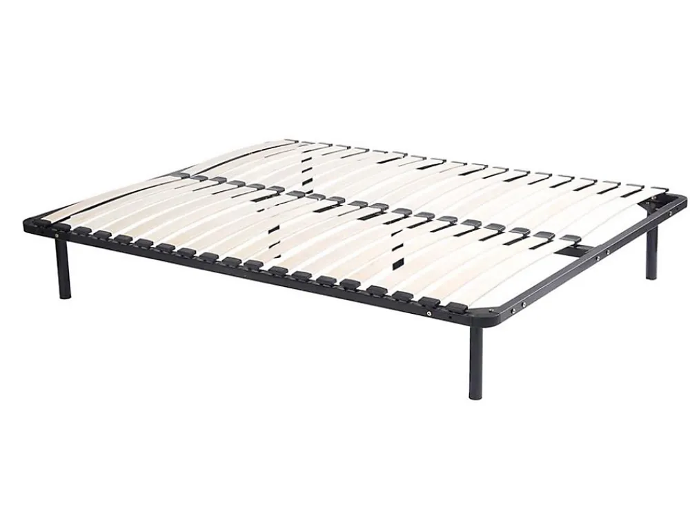 Vente-unique Sommier cadre à lattes 120 x 190 cm - 2x19 lattes - Avec pieds - Noir - KALISTA de YSMÉE* Sommier