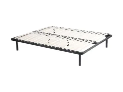 Vente-unique Sommier cadre à lattes 120 x 190 cm - 2x19 lattes - Avec pieds - Noir - KALISTA de YSMÉE* Sommier