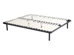 Vente-unique Sommier cadre à lattes 160 x 200 cm - 2x19 lattes - Avec pieds - Noir - KALISTA de YSMÉE* Sommier