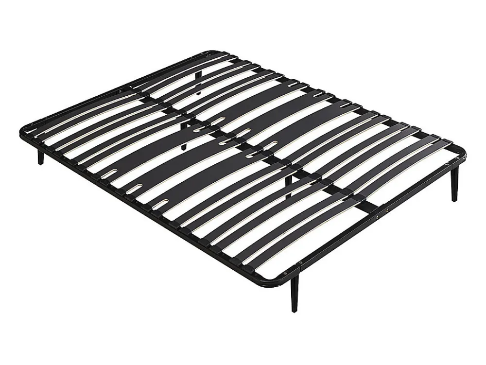 Sommier cadre à lattes 140 x 190 cm - 2 x 15 lattes - 3 zones soutien lombaire renforcé - Avec pied - Noir - CERRISI de YSMÉE>Vente-unique