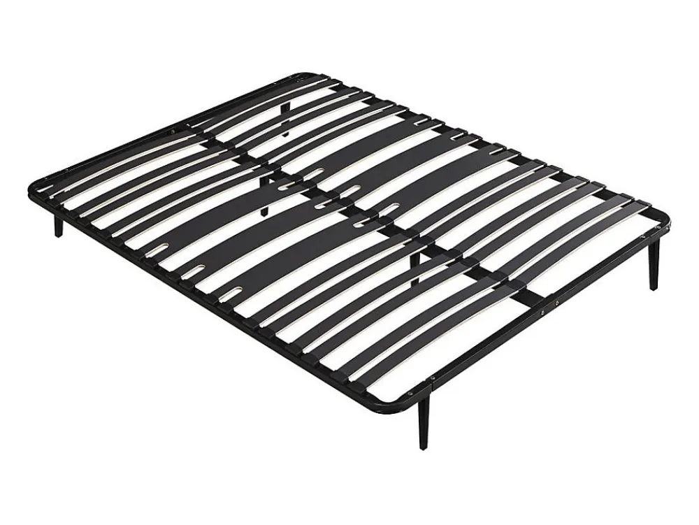 Sommier cadre à lattes 140 x 190 cm - 2 x 15 lattes - 3 zones soutien lombaire renforcé - Avec pied - Noir - CERRISI de YSMÉE>Vente-unique
