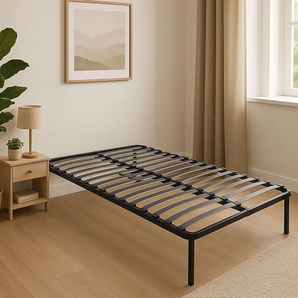 Literie Julien Sommier Cadre à lattes Renforcé 140x190 cm - Compatible avec tous matelas - Soutien réglable - 17 lattes en 9mm - Structure métal* Sommier