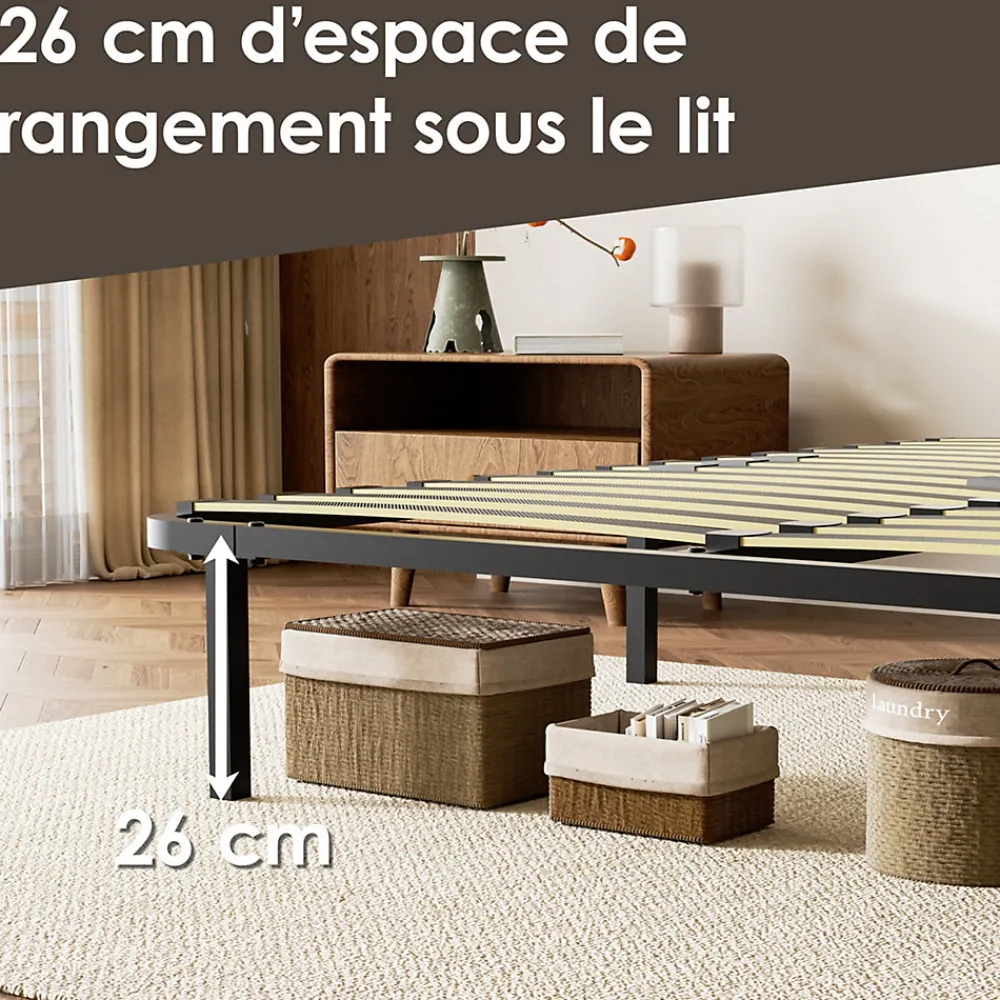 Sommier cadre à lattes 140x190 cm, 2x14 rangs>Generique Hot