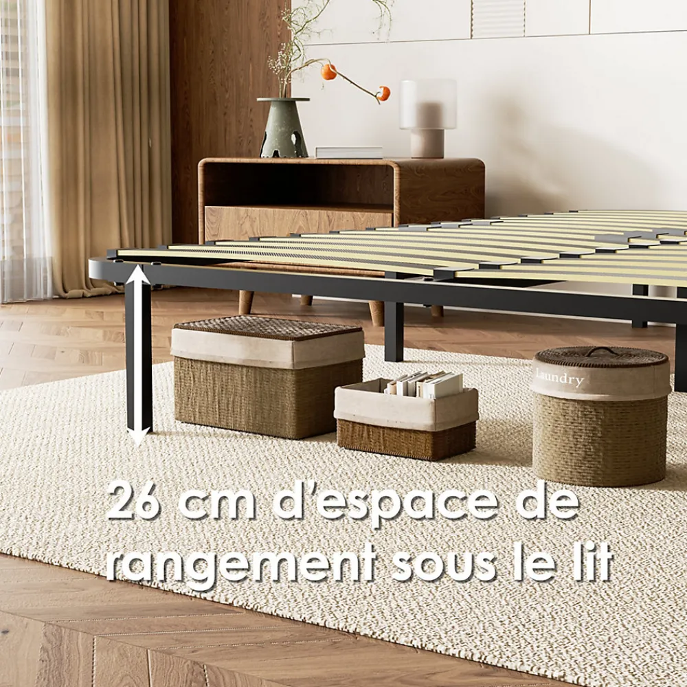 Sommier cadre à lattes 140x190 cm, 2x14 rangs>Generique Hot