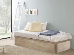 Vente-unique Sommier coffre 90 x 190 cm - Naturel clair - HESTIA de YSMÉE* Lit Coffre