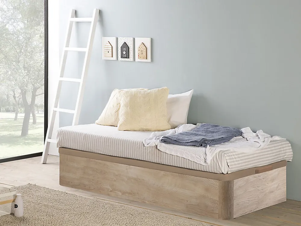 Vente-unique Sommier coffre 90 x 190 cm - Naturel clair - HESTIA de YSMÉE* Lit Coffre