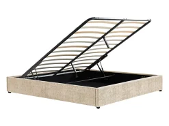 Vente-unique Sommier coffre 160 x 200 cm en tissu texturé - Beige - FIRMEO de YSMÉE* Sommier