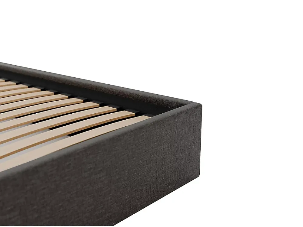 Vente-unique Sommier coffre 140 x 190 cm en tissu - Gris anthracite - PONTOS de YSMÉE* Lit Coffre