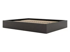 Vente-unique Sommier coffre 140 x 190 cm en tissu - Gris anthracite - PONTOS de YSMÉE* Lit Coffre