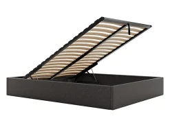 Vente-unique Sommier coffre 140 x 190 cm en tissu - Gris anthracite - PONTOS de YSMÉE* Lit Coffre