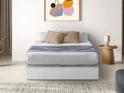 Sommier coffre avec tiroir 140 x 190 cm - Blanc - HESTIA de YSMÉE>Vente-unique Online