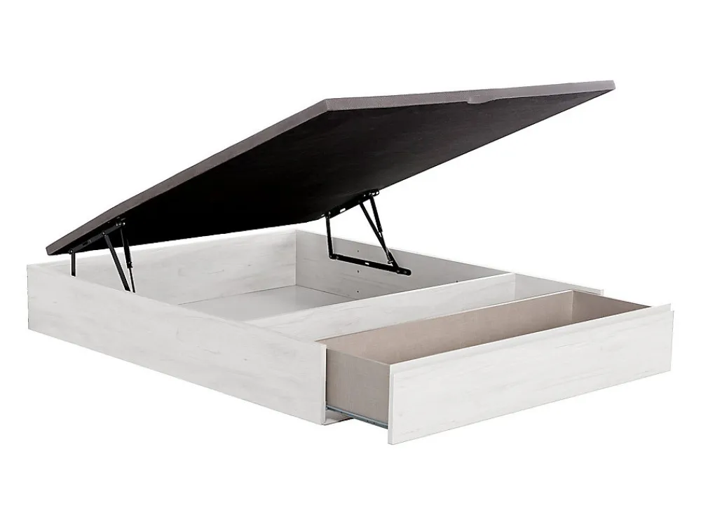 Sommier coffre avec tiroir 140 x 190 cm - Blanc - HESTIA de YSMÉE>Vente-unique Online