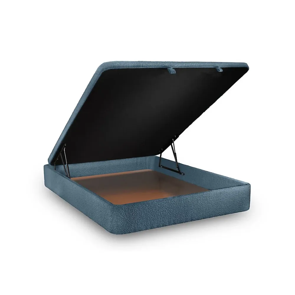 Sommeil De Plomb Sommier Coffre Bouclette Bleu 200x200 H39cm* Sommier