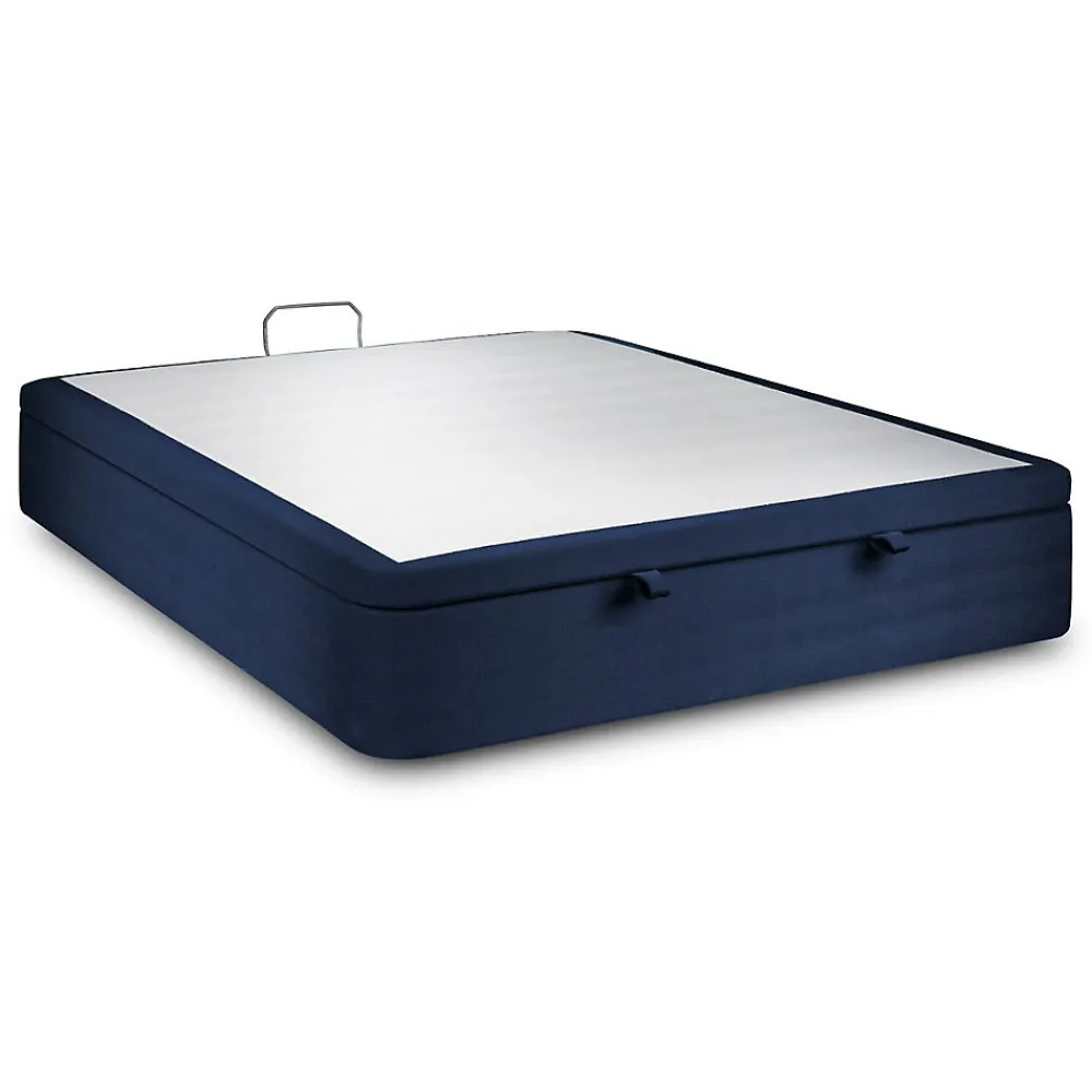 Sommier Coffre Velours Bleu 200x200 H39cm>Sommeil De Plomb New
