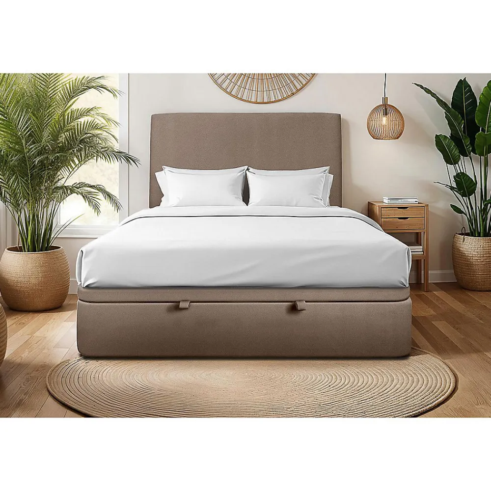 Sommier Coffre Velours Taupe 160x200 H39cm>Sommeil De Plomb