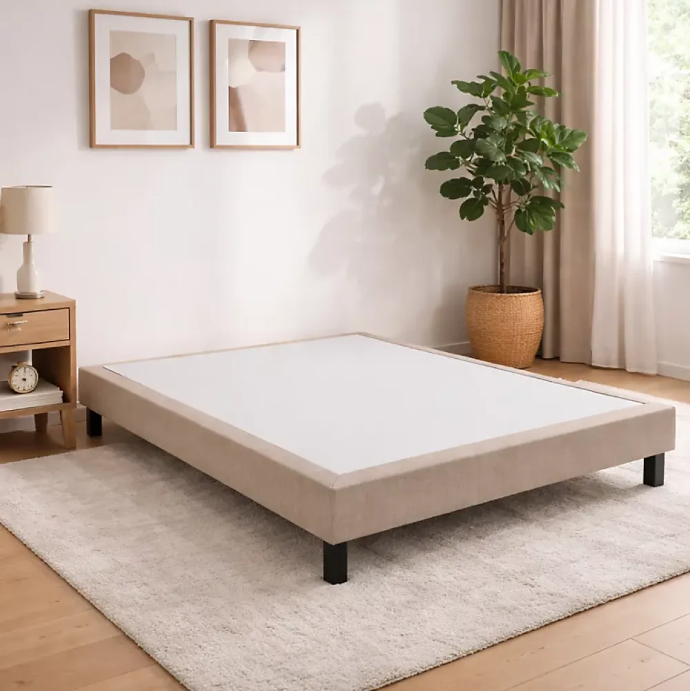 Epeda Sommier CONFORT MEDIUM DECO NATURE 140x190 Chiné Naturel Lattes* Sommier