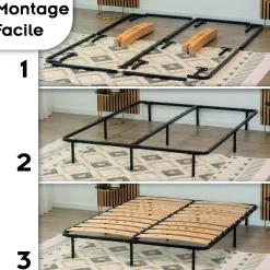 Sommier Ergonomique à Lattes Larges Et Flexibles En Bois De Bouleau 160x200 Cm Avec Pieds>Monmobilierdesign Online