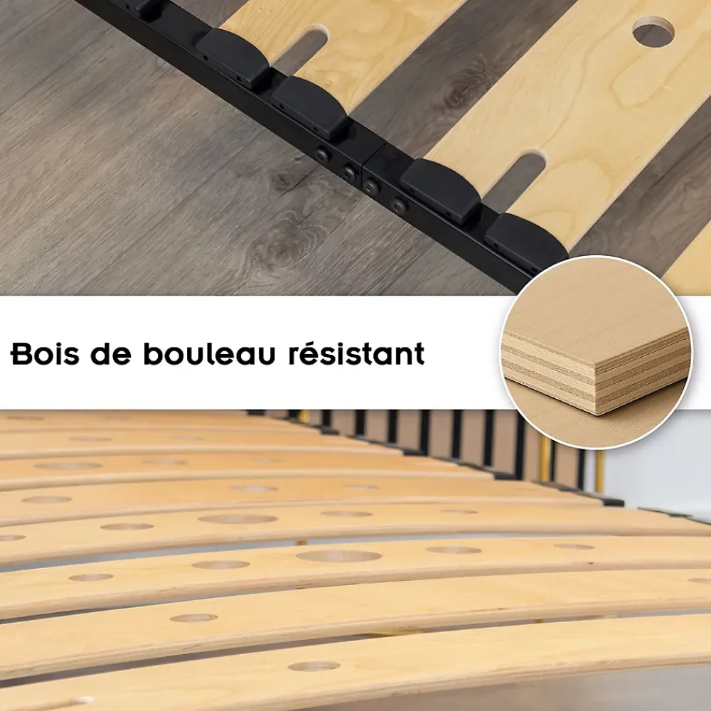 Monmobilierdesign Sommier Ergonomique à Lattes Larges Et Flexibles En Bois De Bouleau 80x200 Cm Sans Pieds* Sommier