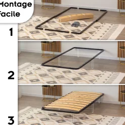 Monmobilierdesign Sommier Ergonomique à Lattes Larges Et Flexibles En Bois De Bouleau 80x200 Cm Sans Pieds* Sommier