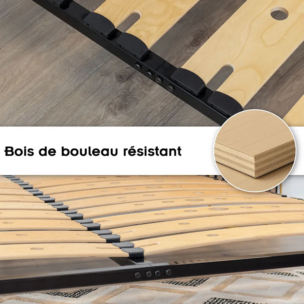 Sommier Ergonomique à Lattes Larges Et Flexibles En Bois De Bouleau 180x200 Cm Avec Pieds>Monmobilierdesign Best