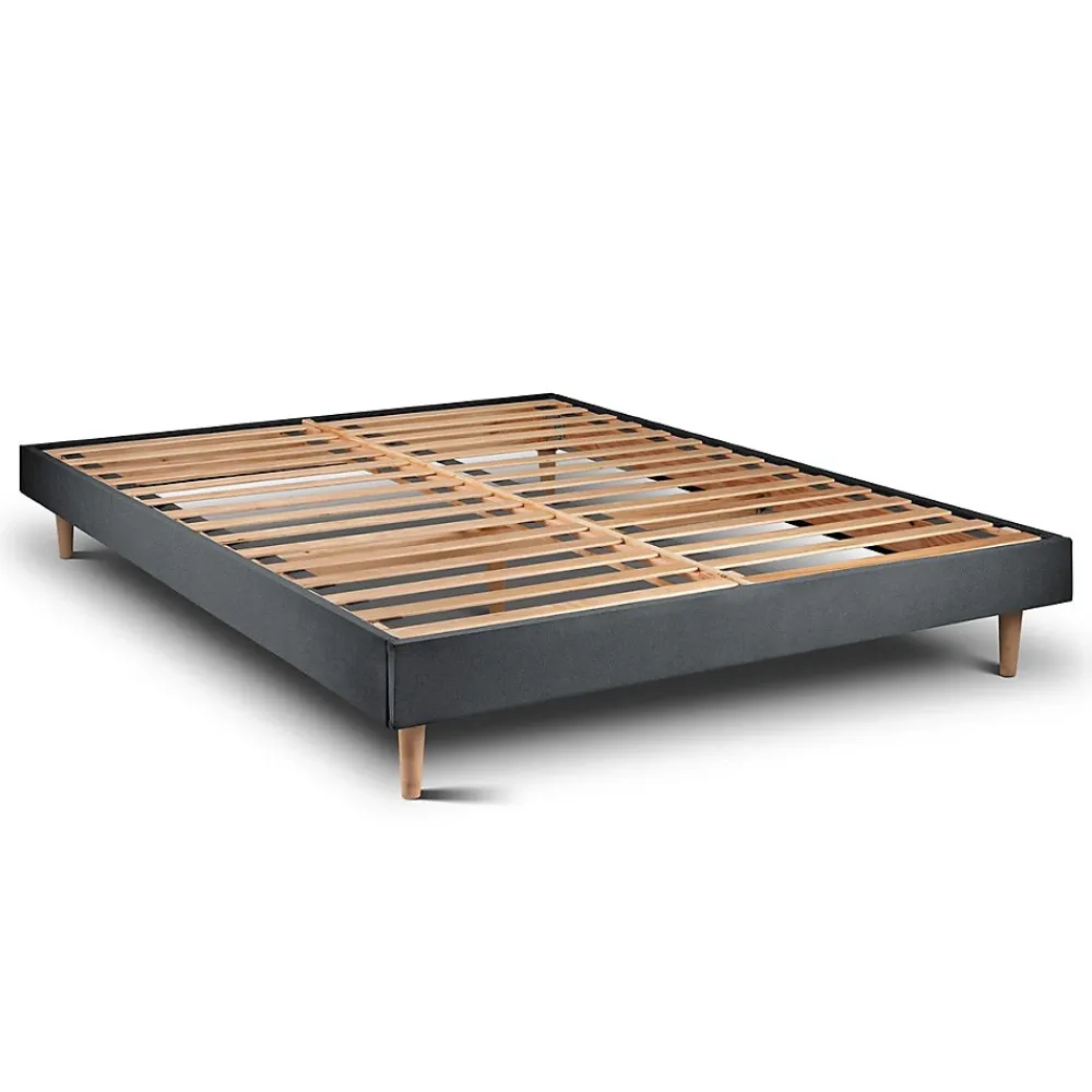Sommeil De Plomb Sommier Kit Velours Gris anthracite 140x190 H29cm* Sommier