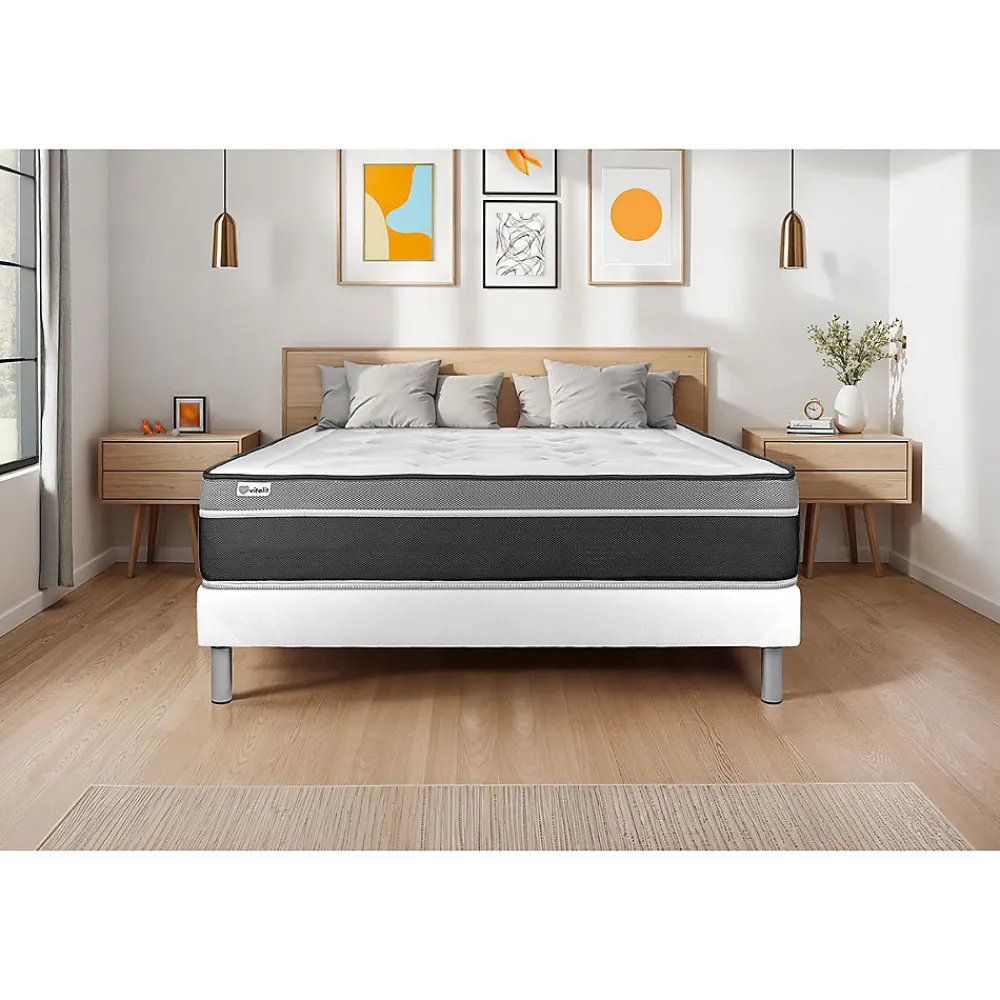 Sommier KIT VITAL'SOM Blanc 160 x 200 cm>Vitalit New