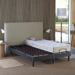 Sommier électrique à plots et matelas 100% latex 2x80x200><noscript><img width=