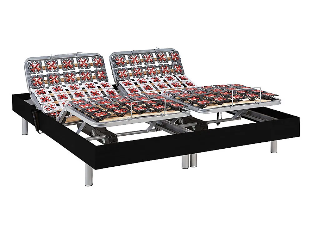 Sommier électrique de relaxation déco 2x65 plots - 2 x 80 x 200 cm - Noir - NAFURI de YSMÉE>Vente-unique Sale