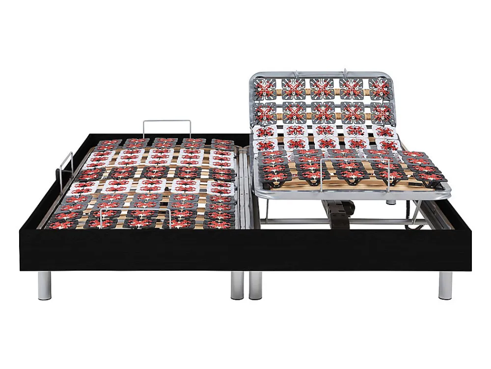 Sommier électrique de relaxation déco 2x65 plots - 2 x 80 x 200 cm - Noir - NAFURI de YSMÉE>Vente-unique Sale