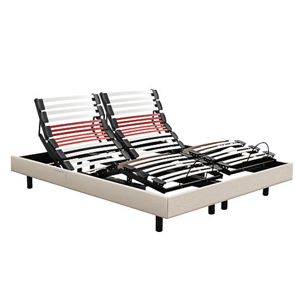 Epeda Sommier électrique HORIZON 90x200 Lin Lattes* Sommier