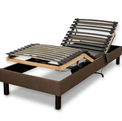 Sommier électrique DETENTE MARRON 2x90x200 Lattes><noscript><img width=