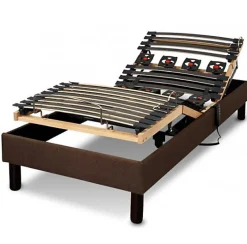 Essenzia Zen Sommier électrique EMOTION MARRON 2x70x190 Lattes et Plots* Sommier